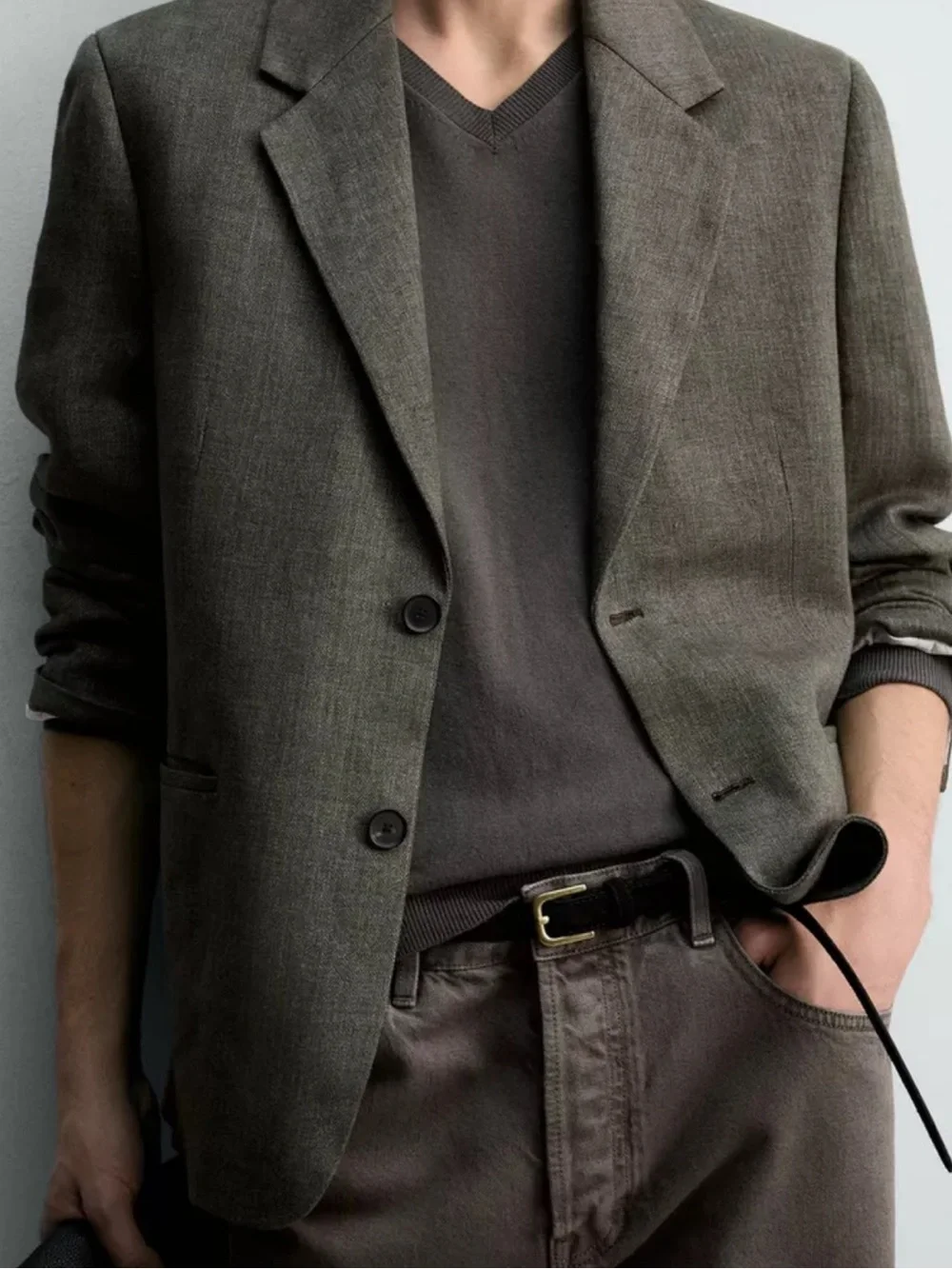 Zara Olive-Grey Tailored Sport Coat